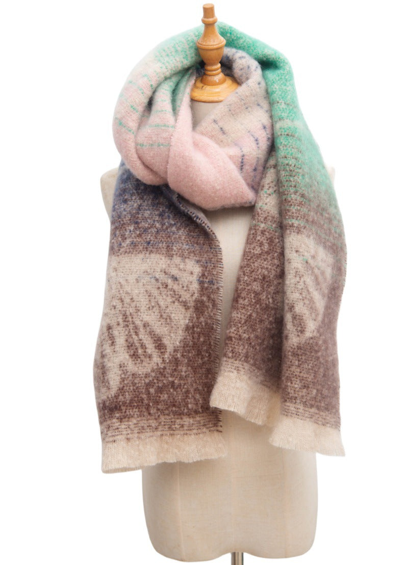 Leaf Print Gradient Color Scarves