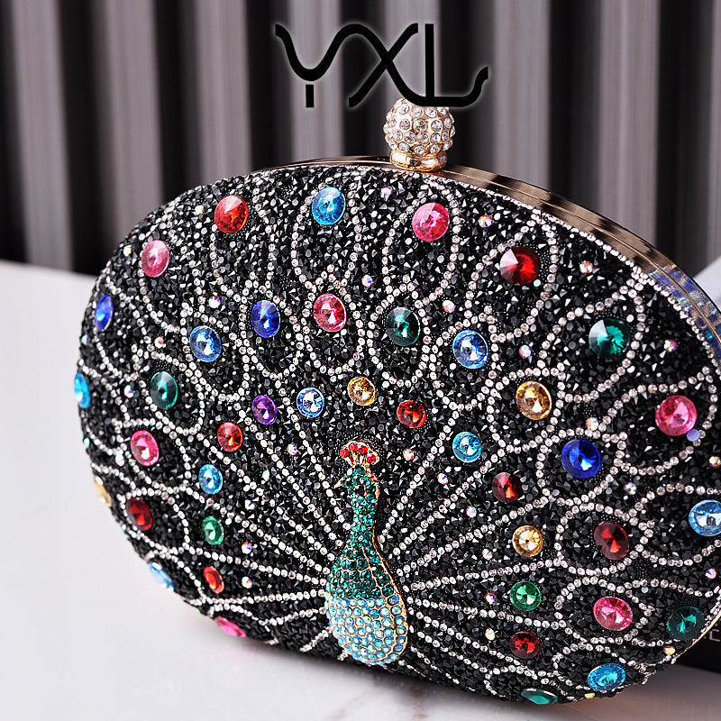 Peacock Rhinestone Elegant Party Evening Handbag