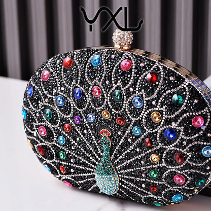 Peacock Rhinestone Elegant Party Evening Handbag