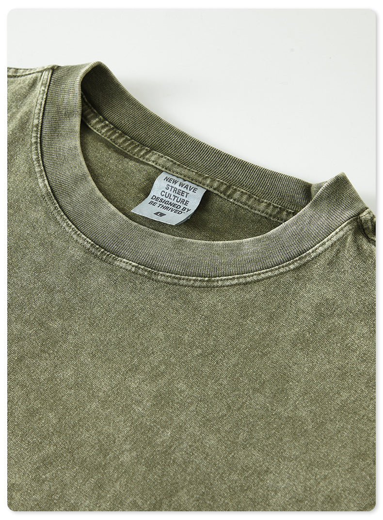 Vintage Washed Crew Neck Long Sleeve T-shirt