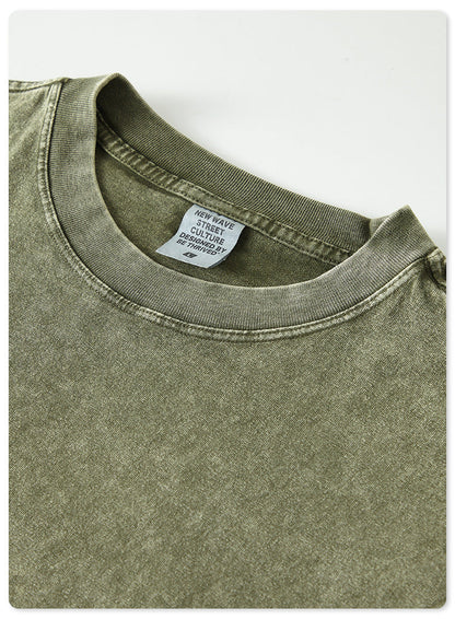 Vintage Washed Crew Neck Long Sleeve T-shirt