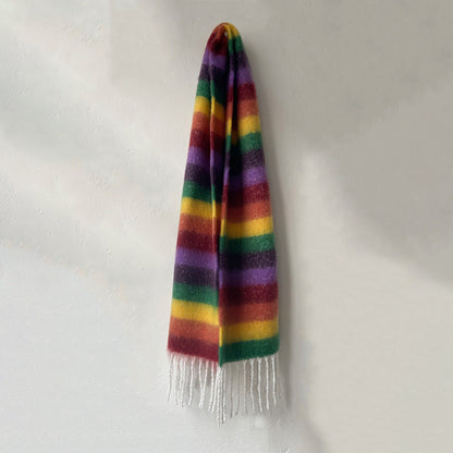 2+ Vintage Rainbow Stripe Tassel Scarves