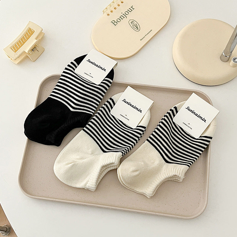 Striped Candy Color Low Ankle Socks
