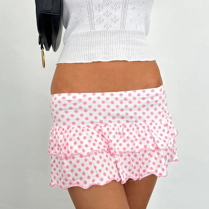 Layered Ruffle Sexy Print Mini Skirt