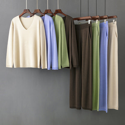 2+ Solid Color V-Neck Knit Sets