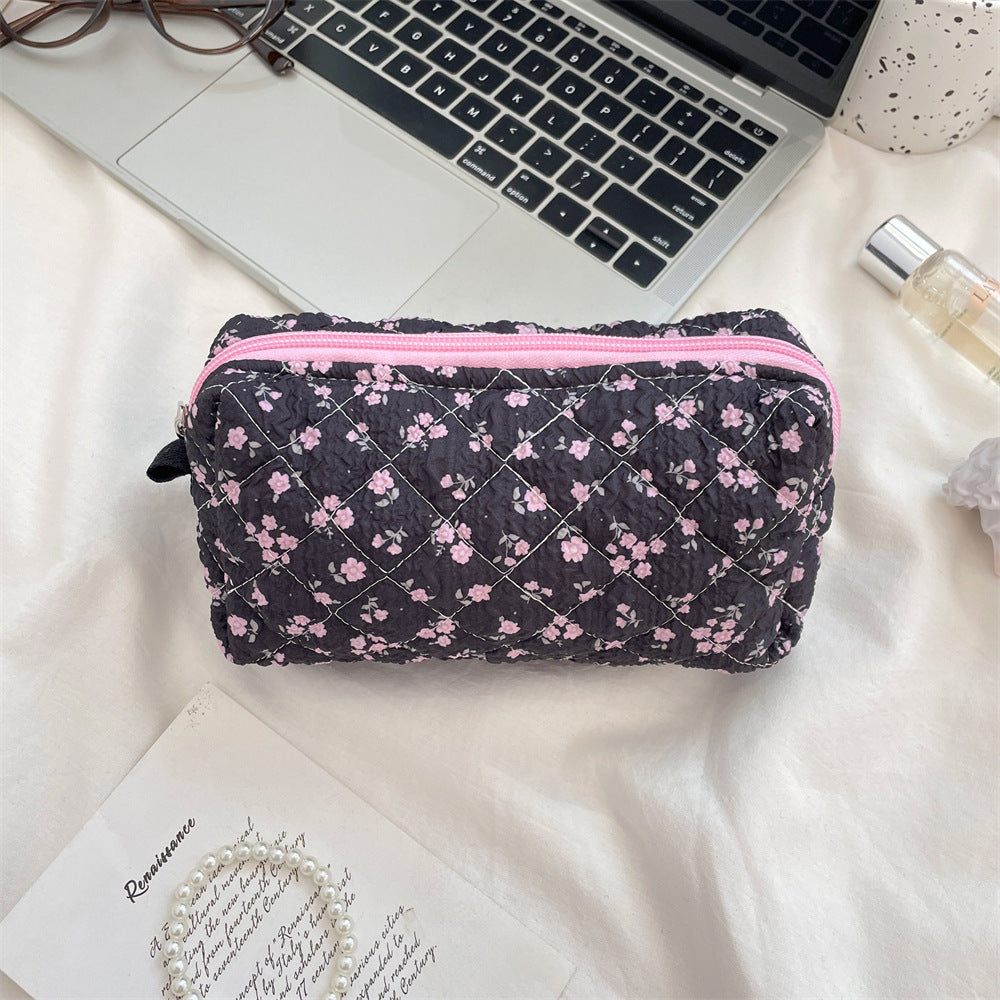 Cute Cartoon Print Flower Print Make Up Bag