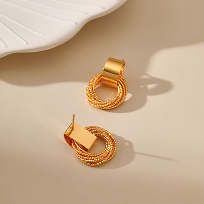 Simple Multiple Rings Stud Earrings