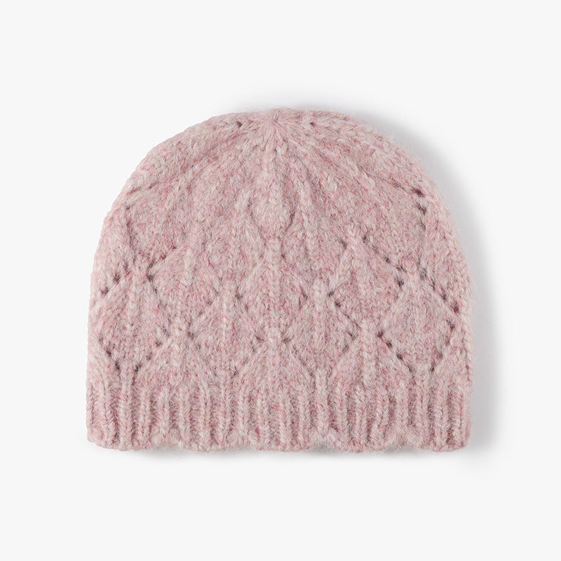Solid Color Jacquard Knit Beanie