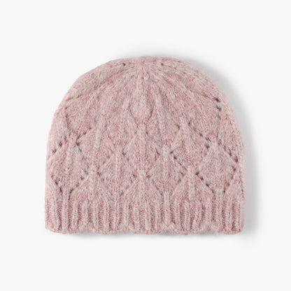 Solid Color Jacquard Knit Beanie