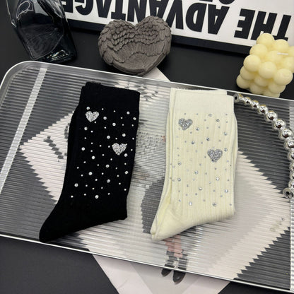 Love Rhinestone Sweet Cotton Socks