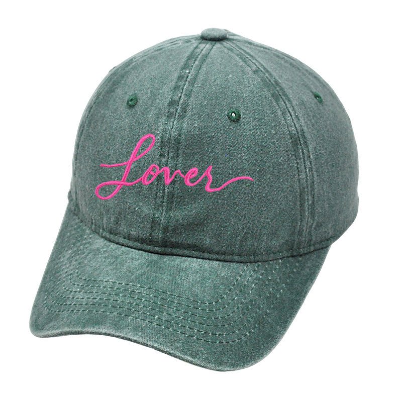 Letter Embroidered Washed Simple Baseball Caps