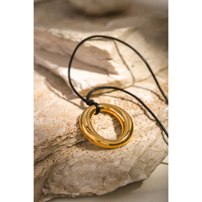 Simple Round Cutout Titanium Necklace