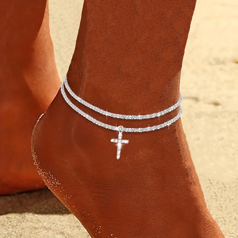 Simple Glitter Double Anklet