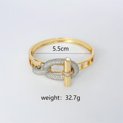 Elagant OT Buckle Zircon Studded Wrap Bracelet