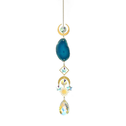 Colorful Agate Sun Moon Crystal Suncatcher