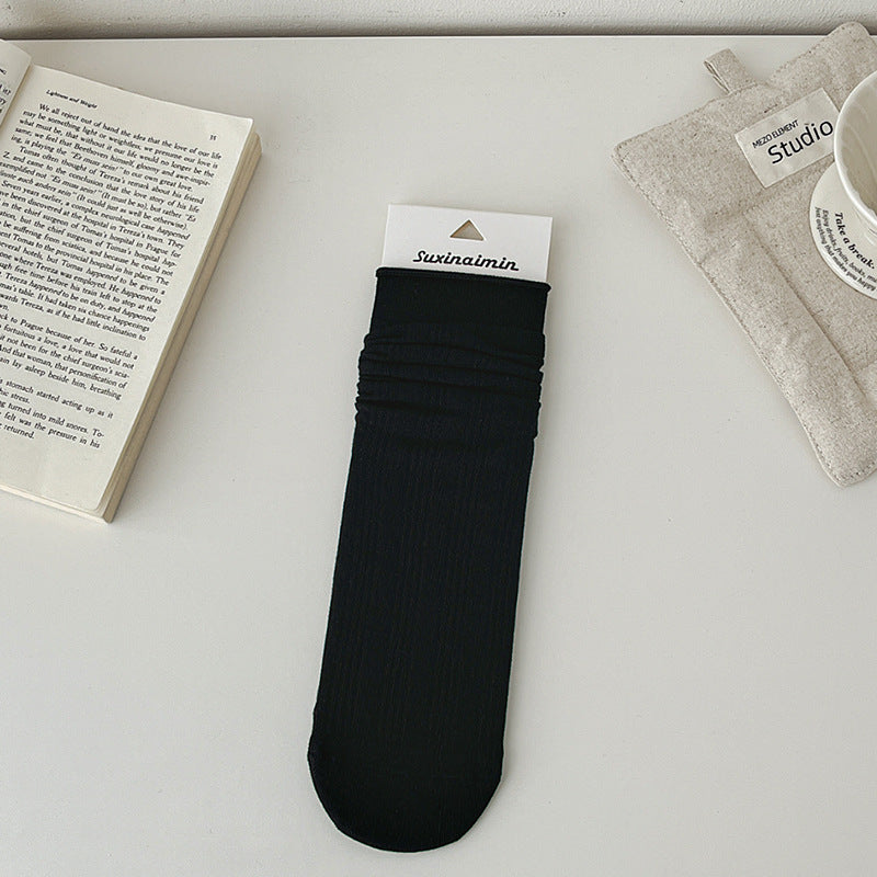 Solid Color Cotton Hollow Crew Maternity Socks