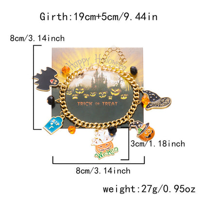 Cute Pumpkin Ghost Halloween Charm Bracelet