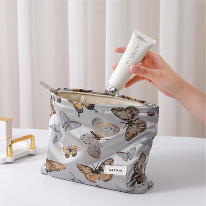 Vintage Butterfly Print Portable Makeup Bag