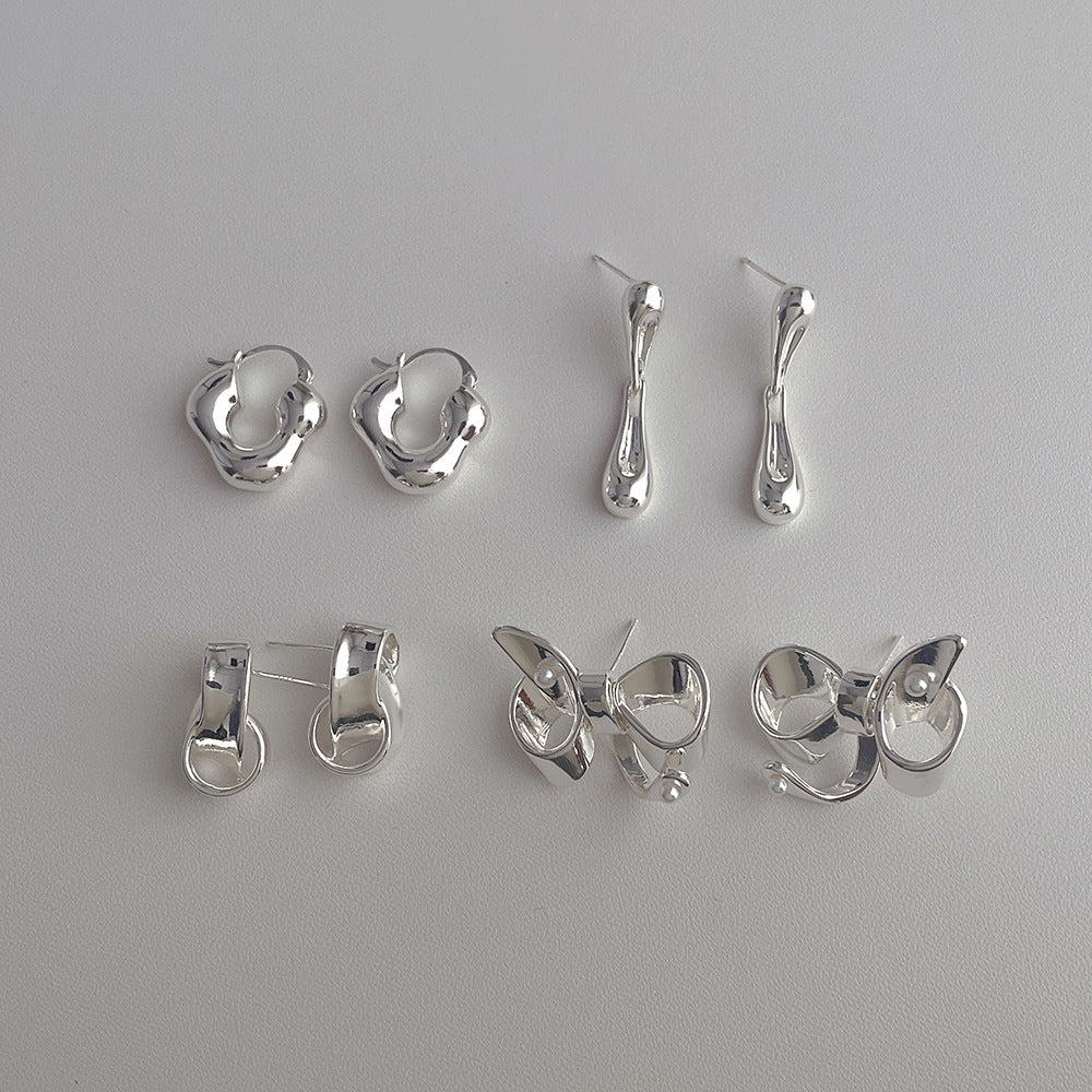 Silver Metal Irregular Cool Earrings