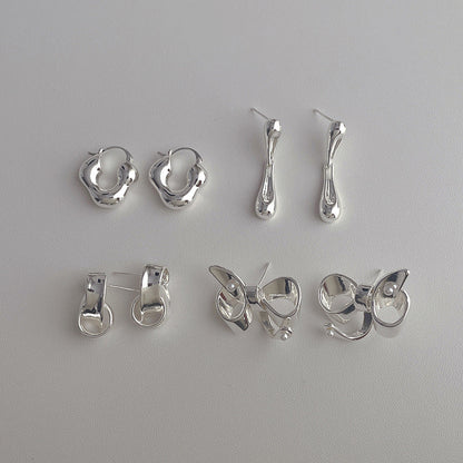 Silver Metal Irregular Cool Earrings