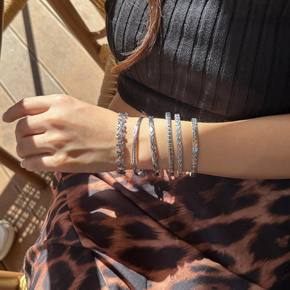 Simple Metal Heart Flower Bracelet Set