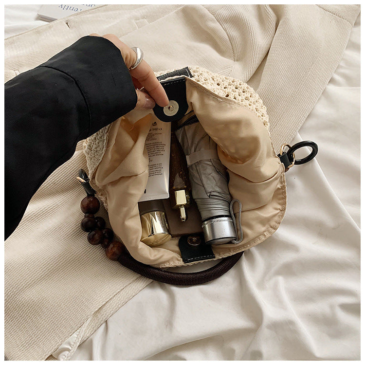 Beach Hollow Out Knit Woven Shoulder Tote Bag