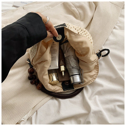 Beach Hollow Out Knit Woven Shoulder Tote Bag