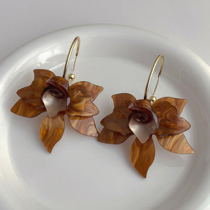 Vintage Large Flower Petal Dangle Earrings