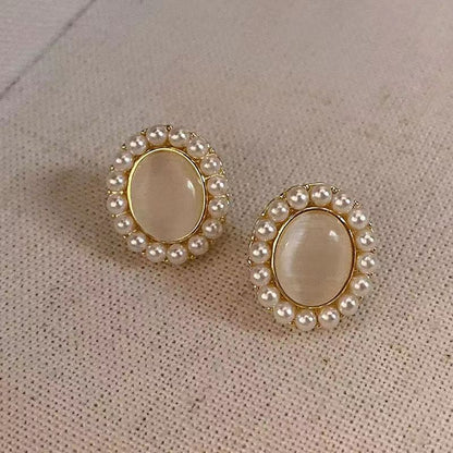 Elegant Pearl Stone Simple Stud Earrings