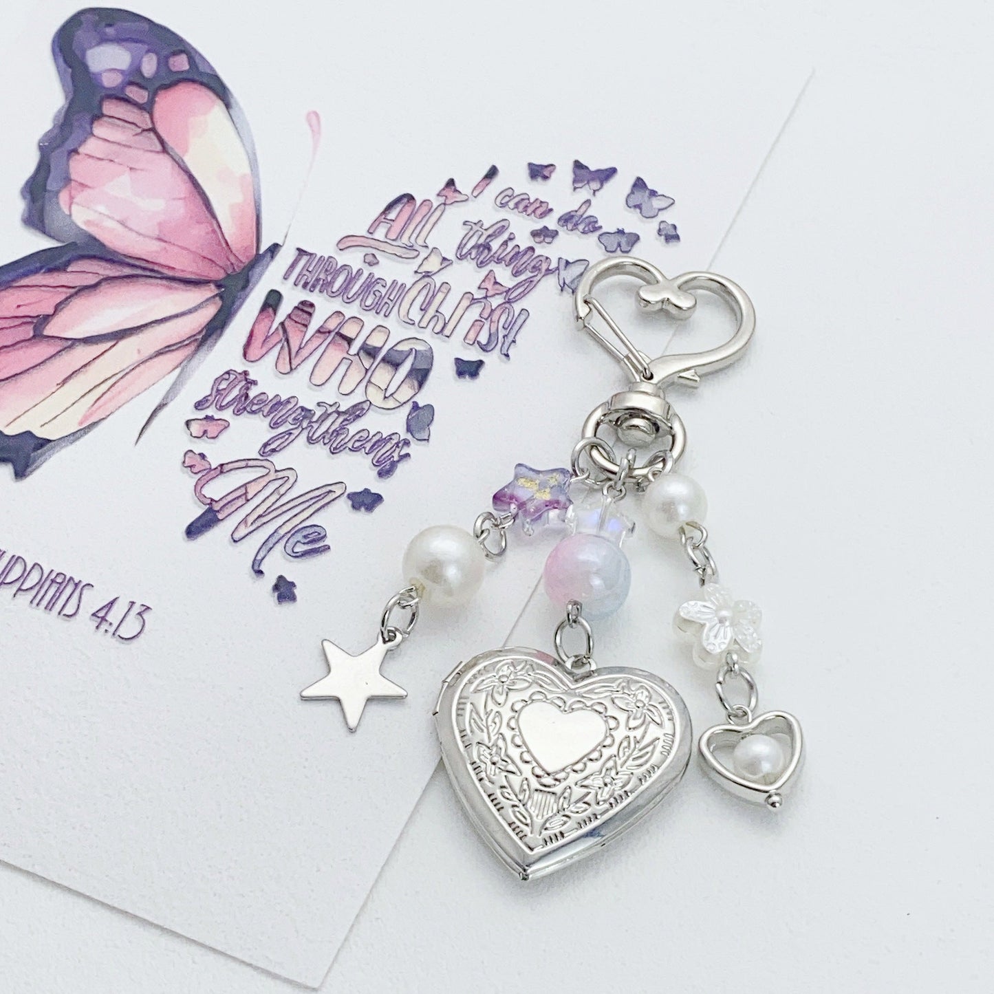 Metal Love Beads Keychain Bag Charms