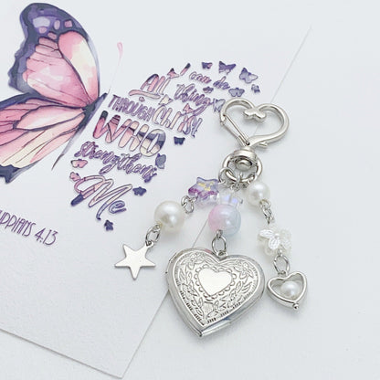 Metal Love Beads Keychain Bag Charms
