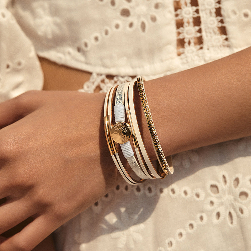 Vintage Layered PU Leather Bracelets