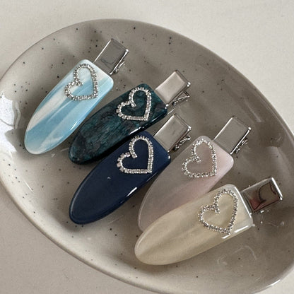 Cute Rhinestone Heart Acetate Hair Clip