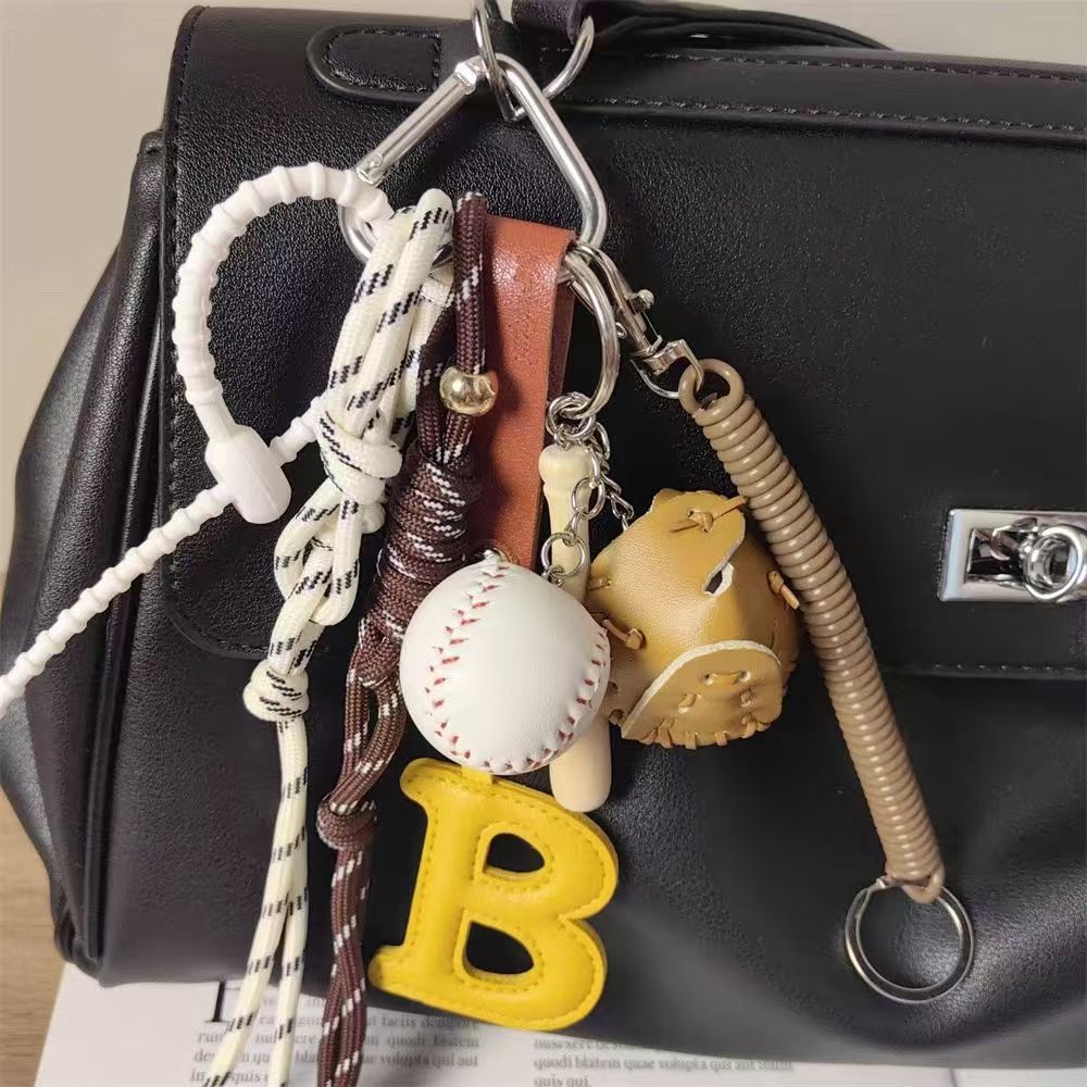Vintage Braided Rope Baseball Keychain Bag Charm