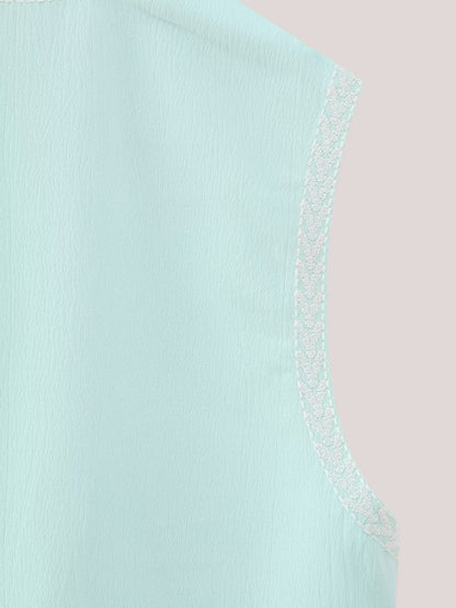 Flower Embroideries Open Front Elegant Vest