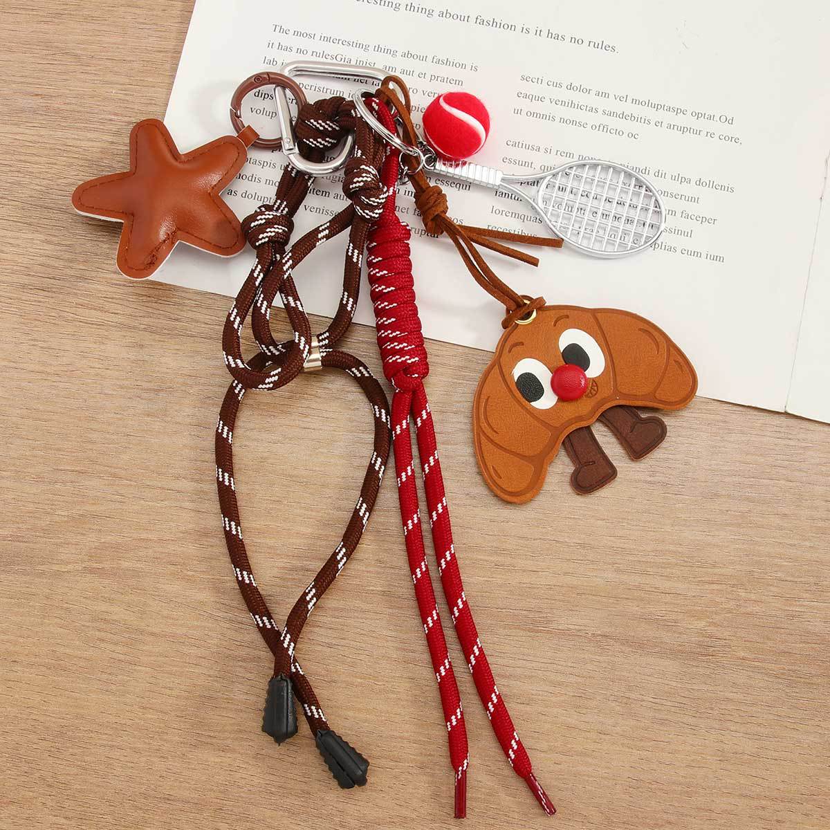 Cute Leather Rope Braided Keychain Bag Charms