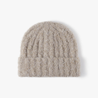 Solid Color Knit Hat Padded Beanie