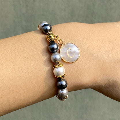 Letter Shell Pendant Pearl Beaded Bracelets