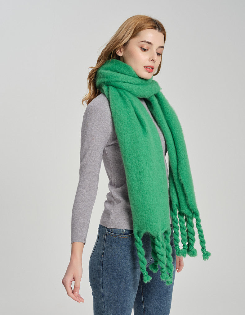 Simple Solid Color Tassel Scarves
