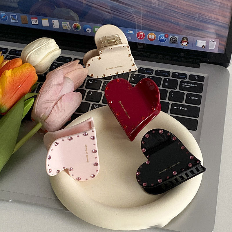 Loved Shape Solid Color Cute Hair Claws