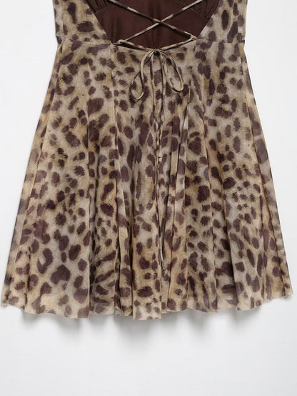 Sexy Backless Print String Mini Dresses