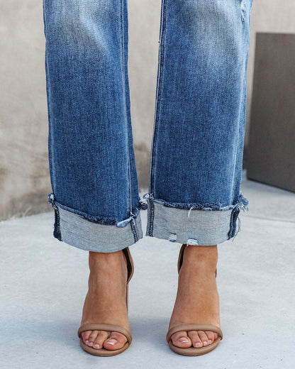 Washed Denim Pant Straight Leg Jeans