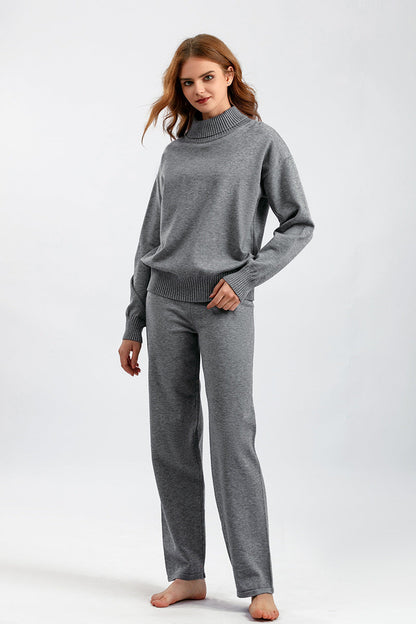 2+Solid Color High Collar Knit Sets
