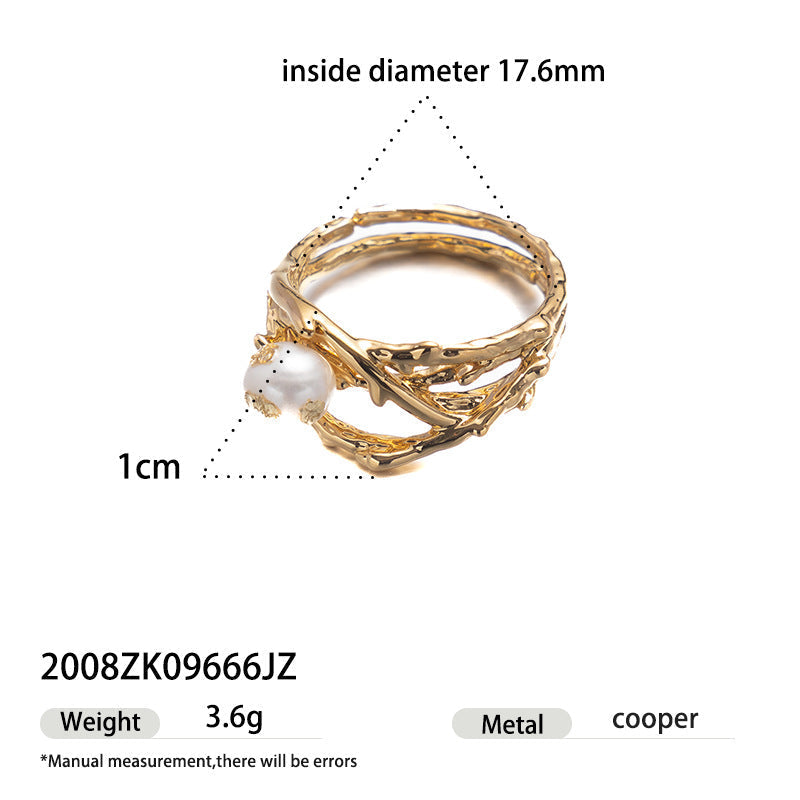 Retro Pearl Nest  Adjustable Open Ring