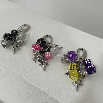 Simple Dice Star Braided Keychain Bag Charm