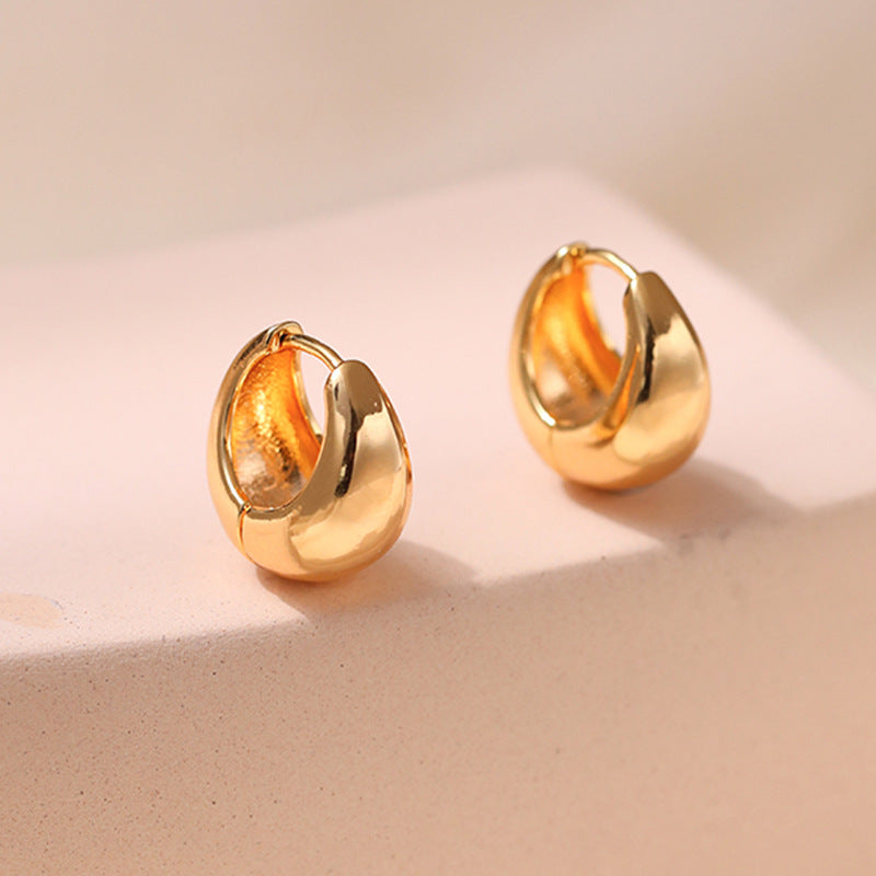 Vintage Simple Small Chunky Gold Hoop Earrings
