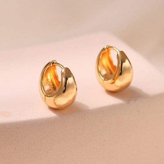 Vintage Simple Small Chunky Gold Hoop Earrings