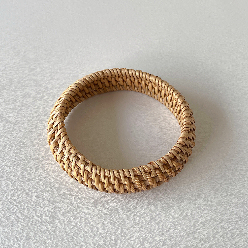 Vintage Straw Braided Round Bracelets