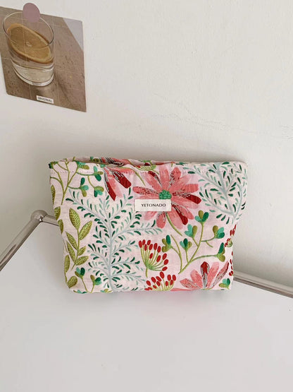 Colorful Large Capacity Flower Print Makeup Bag