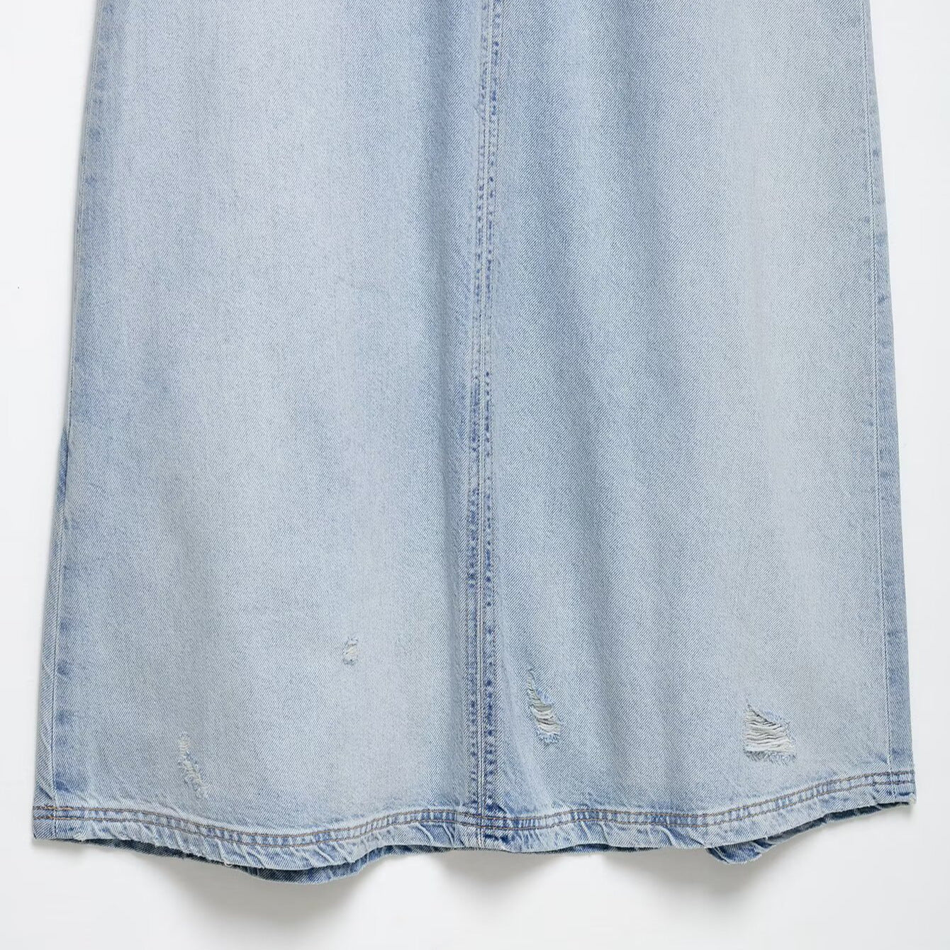 Ripped Washed Sleeveless V-Neck Denim Midi Dresses